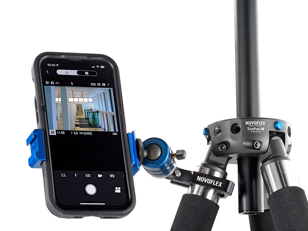 Smartphoneklemme Universal, 1/4"-Gewinde mit Kugelneiger und Stativklemme