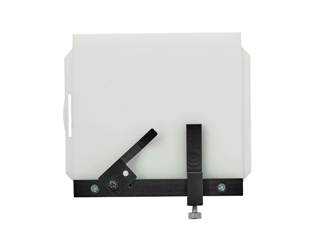 Frosted glass pane with support rail, clamping spring, side stop